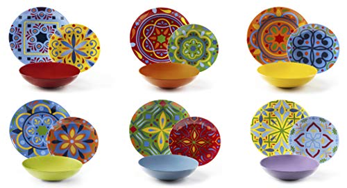 Excelsa Puebla Teller-Set, 18-teilig, Porzellan und Keramik, mehrfarbig von Excelsa