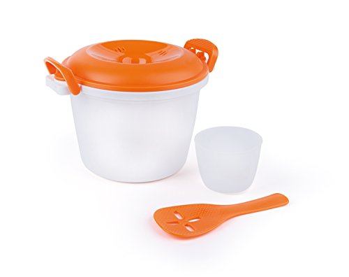 Excelsa Quick Cook Reiskocher Mikrowelle, Polypropylen, Weiß mit Details Orange von Excelsa