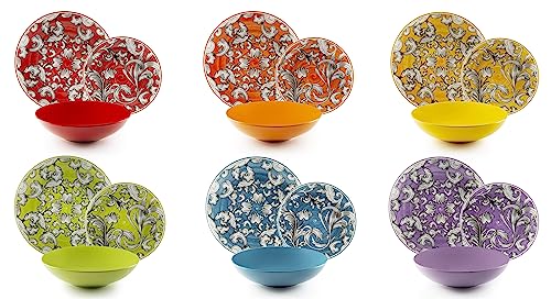 Excelsa Scirocco Tellerservice, 18-teilig, Porzellan und Steinzeug, buntes Dekor, für 6 Personen von Excelsa
