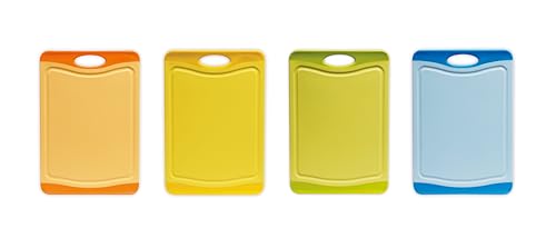 Excelsa Security Schneidebrett antibakteriell Kunststoff, Orange/Gelb/Grün/Hellblau, 29 x 20 x 2 cm, 1 Stück, farblich Sortiert von Excelsa