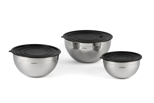 Excelsa Set mit 3 Schüsseln aus Edelstahl mit Deckel, 16-20-24 cm, stapelbar Excelsa Set mit 3 Schüsseln aus Edelstahl mit Deckel, 16-20-24 cm, stapelbar von Excelsa