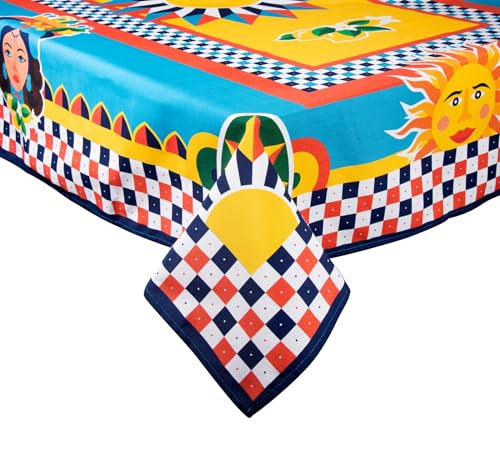 Excelsa Sicilian Rhapsody Tischdecke, rechteckig, 140 x 180 cm, Baumwolle, Polyester, maschinenwaschbar von Excelsa