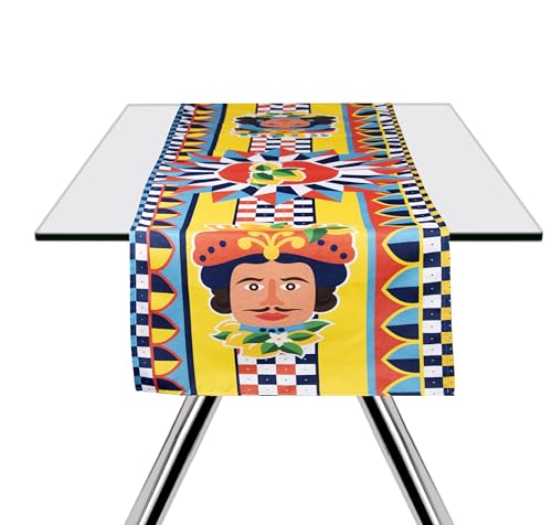 Excelsa Sicilian Rhapsody Tischläufer, 60 % Baumwolle, 40 % Polyester, 45 x 140 cm, Mehrfarbig von Excelsa