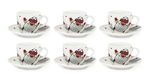 Excelsa Snowman Espressotassen mit Untertasse, Porzellan, Weihnachtsdekoration 64953 Weiß mit Verzierungen von Excelsa