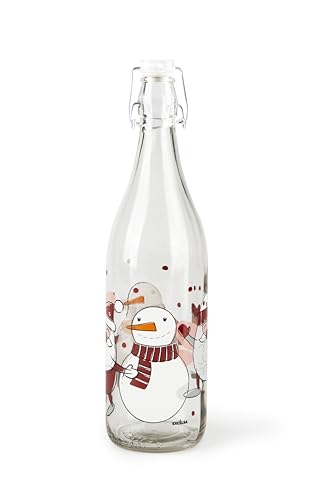 Excelsa Snowman Glasflasche, Fassungsvermögen 1 l, Höhe 32,5 cm. von Excelsa