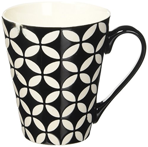 Excelsa Tassen & Co. Mug ML 275 Blume/Rhombus, Porzellan, Schwarz, 8.69 X 8.69 X 10 cm von Excelsa
