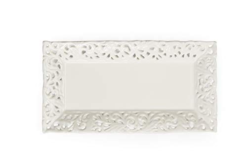 Excelsa White Home Rechteckiger Servierteller, Keramik, Maße: 30 x 16 x 3 cm von Excelsa