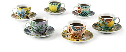 Excelsa mit 6 Espressotassen mit Untertasse Blumen, 64919 von Excelsa