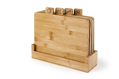 Excelsa Ecoliving Schneidebretter mit Ständer, Bambusholz, 28 x 25 cm, 4 Stück Excelsa Ecoliving Schneidebretter mit Ständer, Bambusholz, 28 x 25 cm, 4 Stück von Excelsa