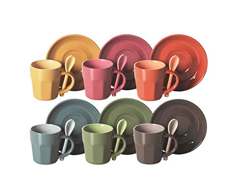 Excelsa Soul Kitchen Kaffeetasse mit Untertasse 6 tlg. Set Hug mehrfarbig von Excelsa