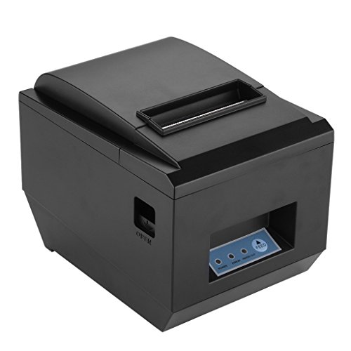 Excelvan Thermo-Bon- und Ticketdrucker, USB-Schnittstelle, 80 mm, 250 mm/sec, kompatibel mit Android, Windows und Linux, Schwarz von Excelvan