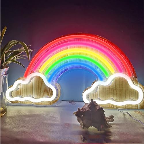 Regenbogen Lampe - Stromversorgungüber USB-Kabel Neon Schild Stimmungslicht Led Wanddeko, Neon Licht Leuchtreklame für Wandleuchte Kinderzimmer und Regenbogen Deko Kinderzimmer von Excerando