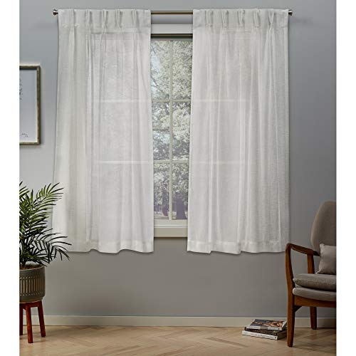 Exclusive Home Belgian PP Jacquard-Paneel aus belgischem Polypropylen, durchscheinend, strukturiert, Leinenoptik, 1 Paar, Polyester, Schneeflocke, 30" W x 63" L (Pack of 1) von Exclusive Home