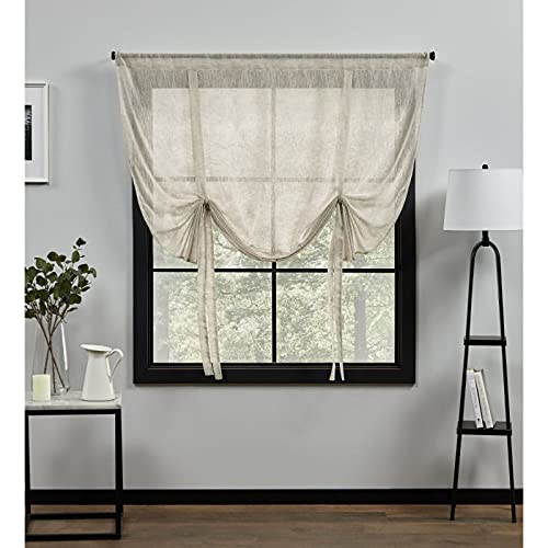 Exclusive Home Curtains Belgian Tie Up Shade Durchsichtiger Lampenschirm mit Tasche zum Raffen, 100% Polyester, Taupe, 54X63 von Exclusive Home Curtains