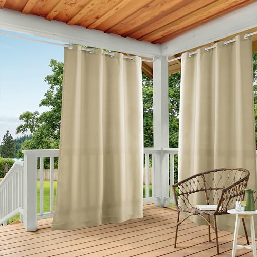 Exclusive Home Cabana Vorhang für Innen- und Außenbereich, mit Ösen, 137,2 x 304,8 cm, naturfarben, 2 Stück von Exclusive Home