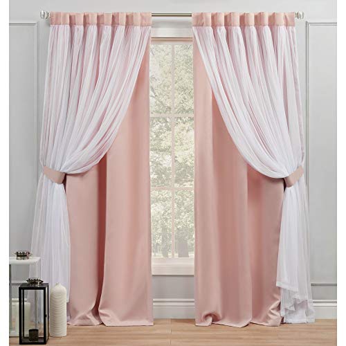 Exclusive Home Curtains Catarina Verdunkelungsvorhang, mehrlagig, einfarbig, mit verdeckten Schlaufen, 132 x 213 cm, Rosa von Exclusive Home Curtains