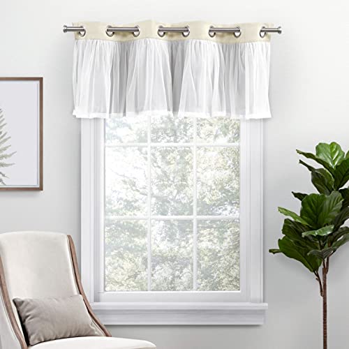 Exclusive Home Curtains Catarina Volant mit durchscheinendem Ösen, 132 x 45 cm, Sandfarben von Exclusive Home