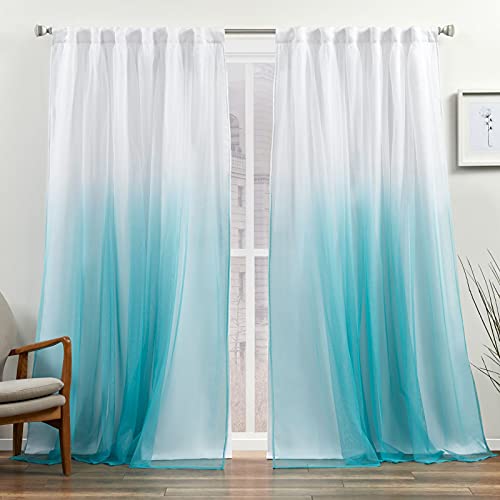 Exclusive Home Curtains Crescendo Verdunkelungsvorhang, gefüttert, mit versteckten Schlaufen, 132 x 213 cm, Aqua von Exclusive Home Curtains