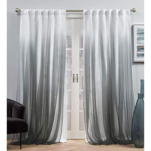 Exclusive Home Crescendo Vorhänge, gefüttert, verdunkelnd, versteckt, 132,1 x 243,8 cm, Schwarz, 2 Stück von Exclusive Home Curtains