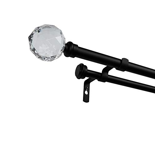Exclusive Home Curtains Crystal Ball Double Rod and Finial Set, Eisen Acryl, Matte Black, 66-120 von Exclusive Home