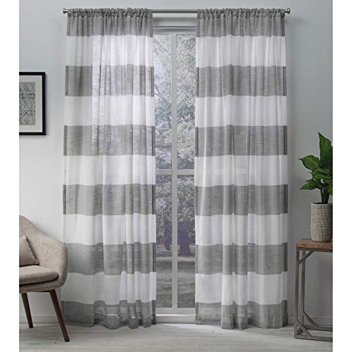 Exclusive Home Curtains Darma Lichtfilternder Halbstuch-Vorhang aus Leinen, 1 Paar, 50 x 96 cm, Schwarze Perle, 2 Stück von Exclusive Home Curtains