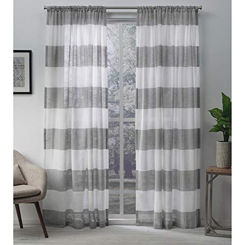 Exclusive Home Curtains Darma Lichtfilternder Halbstuch-Vorhang aus Leinen, 127 x 223 cm, Schwarze Perle, 2 Stück von Exclusive Home Curtains