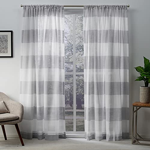 Exclusive Home Curtains Darma Sheer Rod Pocket Top Panel Paar, Taubengrau, 50 x 96 cm, 2 Stück von Exclusive Home Curtains