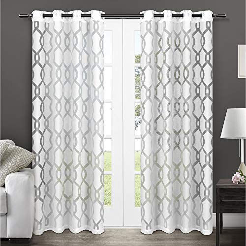 Exclusive Home Curtains EH8039-01 2-96G Rio Burnout Sheer Grommet Top Curtain Panel Pair, 54x96, Winter White, 2 Piece von Exclusive Home Curtains