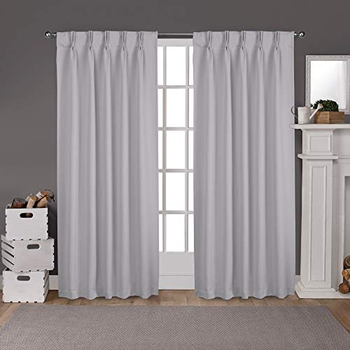 Exclusive Home EH8243-04 2-84P Satin-Twill-Vorhang, Verdunkelungsfalten, versteckte Schlaufen, 213,4 cm Länge, Silberfarben, 2 Stück von Exclusive Home Curtains