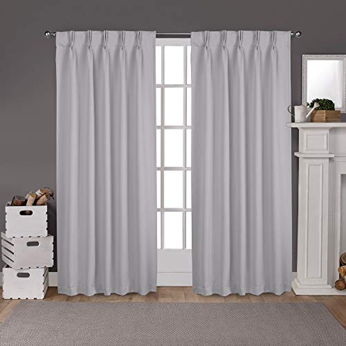 Exclusive Home EH8243-04 2-84P Satin-Twill-Vorhang, Verdunkelungsfalten, versteckte Schlaufen, 213,4 cm Länge, Silberfarben, 2 Stück von Exclusive Home