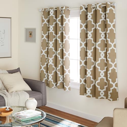 Exclusive Home Curtains Eisenarbeiten Ironwork Fenstervorhang, Satin, 1 Paar, Polyester, Taupe, 52x63, 2 von Exclusive Home Curtains