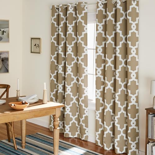 Exclusive Home Curtains Ironwork Sateen Woven Blackout Grommet Top Curtain Panel Pair, 52x108, Taupe, 2 Piece von Exclusive Home Curtains