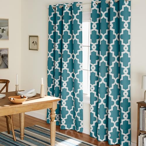 Exclusive Home Curtains Ironwork Sateen Woven Blackout Grommet Top Curtain Panel Pair, 52x108, Teal, 2 Piece von Exclusive Home Curtains
