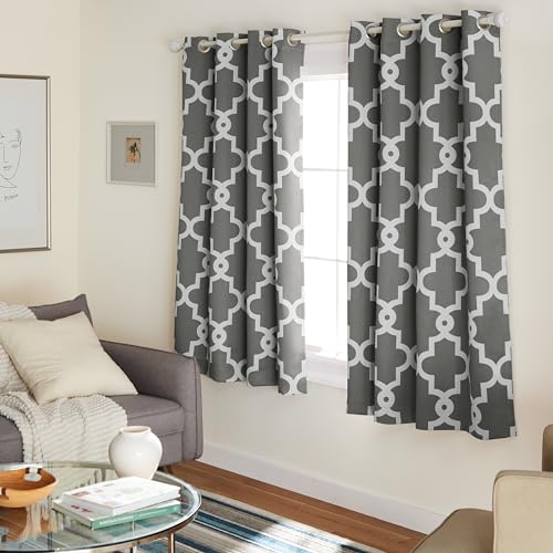 Exclusive Home Curtains Ironwork Sateen Woven Blackout Grommet Top Curtain Panel Pair, 52x63, Black Pearl, 2 Piece von Exclusive Home Curtains