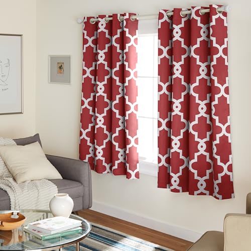 Exclusive Home Curtains Ironwork Sateen Woven Blackout Grommet Top Curtain Panel Pair, 52x63, Burgundy, 2 Piece von Exclusive Home Curtains