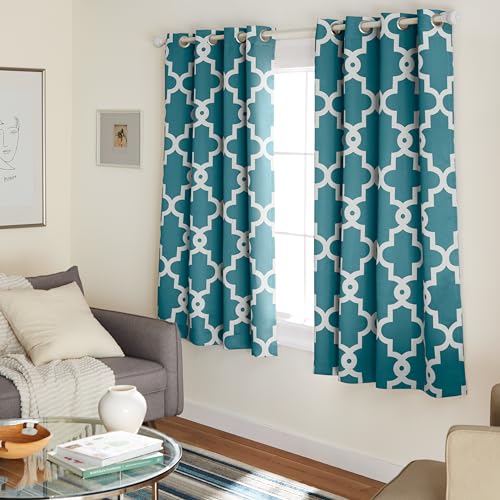 Exclusive Home Curtains Ironwork Sateen Woven Blackout Grommet Top Curtain Panel Pair, 52x63, Teal, 2 Piece von Exclusive Home Curtains