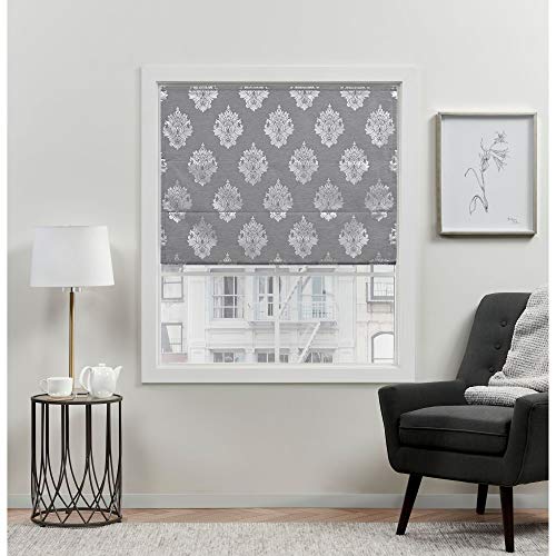 Exclusive Home Curtains Marseilles Damask Damast Verdunkelungsrollo, 100% Polyester, grau, 31" W x 64" H von Exclusive Home