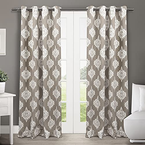 Exclusive Home Curtains Medallion gewebte Verdunkelungsvorhänge mit Ösen, Taupe, 132 x 213 cm, 2 Stück von Exclusive Home Curtains