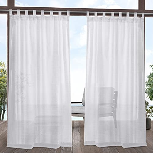 Exclusive Home Curtains Miami Sheer Strukturierter Vorhang für drinnen und draußen, 137 x 248 cm, Winterweiß von Exclusive Home Curtains