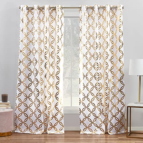 Exclusive Home Curtains Modo Vorhang mit Ösen für Lichtfilter, metallisch, geometrisch, 137 x 248 cm, Winter/Gold von Exclusive Home Curtains