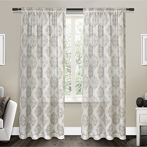 Exclusive Home Curtains Nagano Sheer Rod Pocket Top Panel, Taupe, 54 x 108, 2 Stück von Exclusive Home Curtains