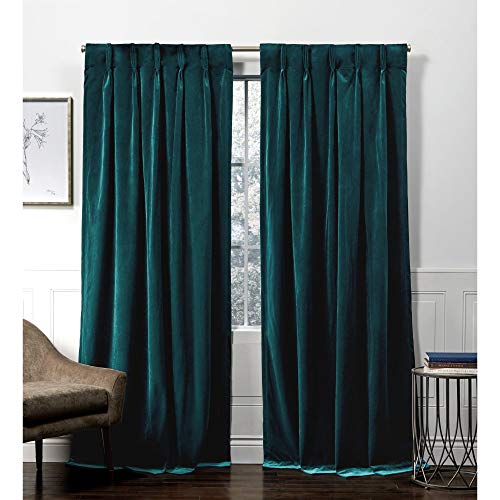 Exclusive Home Vorhang aus Samt, schwer, lichtfilternd, versteckte Schlaufen, 132,1 x 274,3 cm, Blaugrün von Exclusive Home Curtains