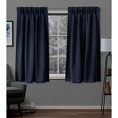 Exklusives Home Satin-Twill-Vorhang, gewebt, Raumverdunkelung, Quetschfalte/versteckte Schlaufen, 160 cm Länge, Peacoat Blue von Exclusive Home Curtains