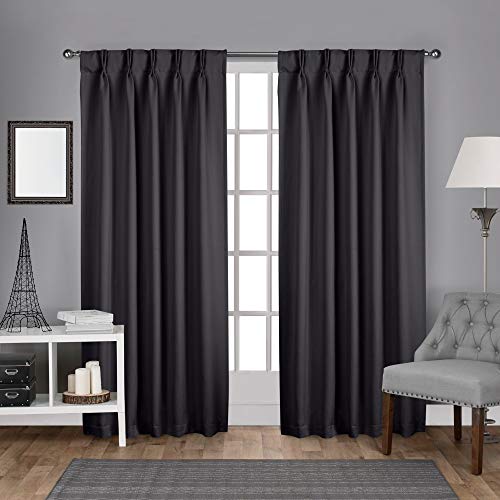 Exclusive Home Curtains Satin Twill gewebte Raumverdunkelung Verdunklung Quetschfalten/versteckte Schlaufen Oben Vorhang Panel Paar, Dunkelgrau, 96" Length, 2 von Exclusive Home Curtains