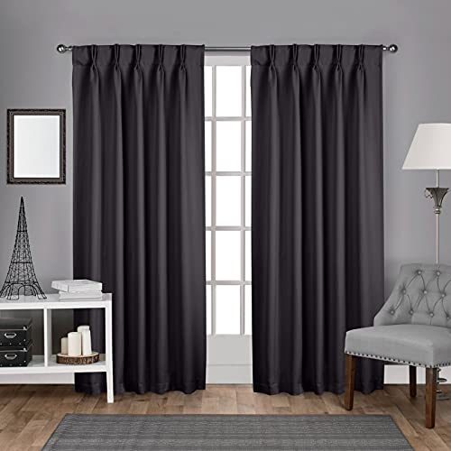 Exclusive Home Vorhang aus Satin, gewebt, verdunkelnd, mit Klemmfalten, versteckte Schlaufen, 213,4 cm Länge, Anthrazit von Exclusive Home Curtains