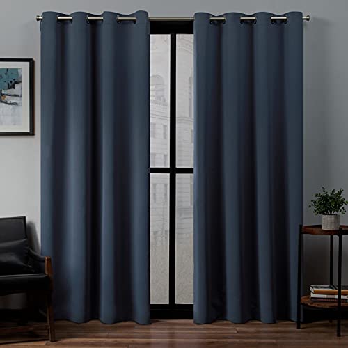 Exklusives Home Satin-Vorhang, gewebt, Raumverdunkelung, mit Ösen, 132,1 x 274,3 cm, Vintage-Indigo-Stil von Exclusive Home Curtains