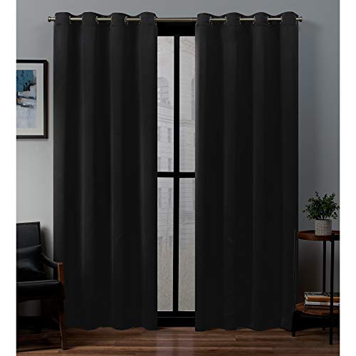 Exklusives Home Satin-Vorhang, gewebt, Raumverdunkelung, mit Ösen, 132 x 213 cm, Schwarz von Exclusive Home Curtains