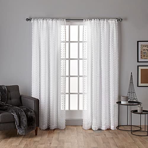 Exclusive Home Curtains Spirit Woven Pouf Applique Sheer Window Curtain Panel Pair with Rod Pocket, 54x108, Winter White, 2 Count von Exclusive Home Curtains