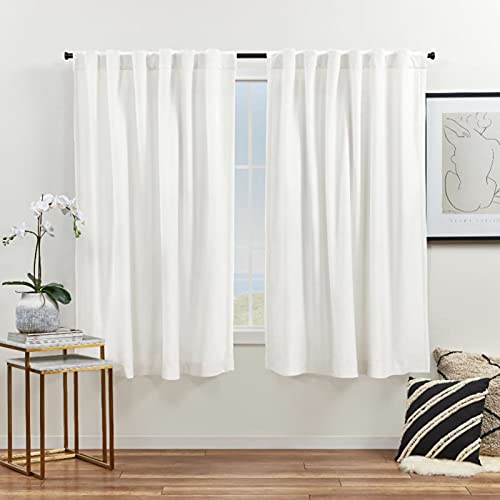 Exclusive Home Vorhang, Samt, schwer, lichtfilterend, versteckte Schlaufen, 132,1 x 160 cm, Winterweiß von Exclusive Home Curtains