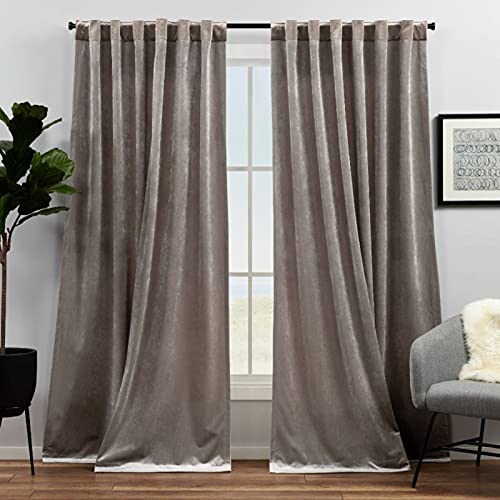 Exclusive Home Curtains Velvet HT Vorhang mit verdeckter Lasche, schwer, lichtdurchlässig, 132 x 248 cm, Taupe von Exclusive Home Curtains